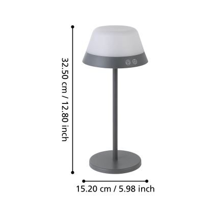 Eglo - LED RGBW Hämardatav puutetundlik väli lamp 2in1 LED/1,5W/5V 2600 mAh IP54 hall
