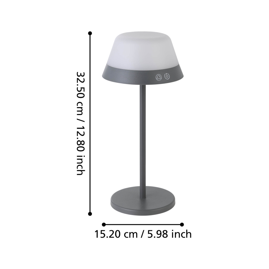 Eglo - LED RGBW Hämardatav puutetundlik väli lamp 2in1 LED/1,5W/5V 2600 mAh IP54 hall