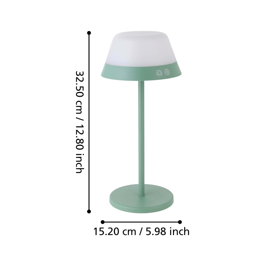 Eglo - LED RGBW Hämardatav puutetundlik väli lamp 2in1 LED/1,5W/5V 2600 mAh IP54 roheline