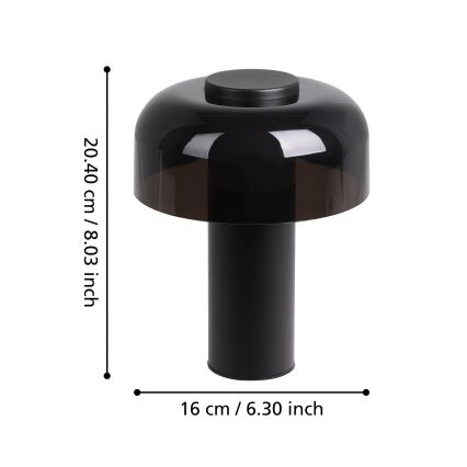 Eglo - LED Hämardatav puutetundlik väli lamp LED/2,25W/5V 2400-4000K 5200 mAh IP44 must