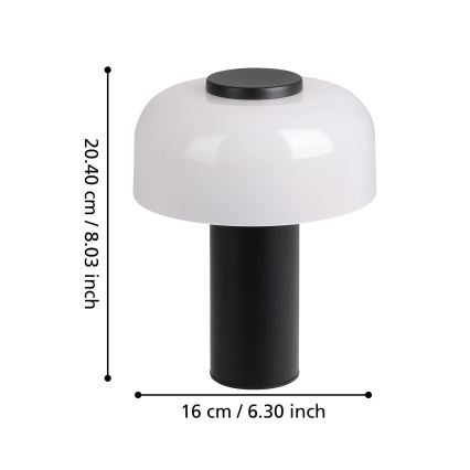 Eglo - LED Hämardatav puutetundlik väli lamp LED/2,25W/5V 2400-4000K 5200 mAh IP44 must/valge