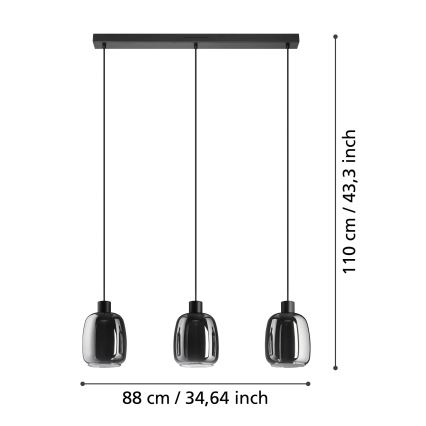 Eglo - LED RGBW Hämardatav lühter 3xLED/3,7W/230V 2700-6500K hall