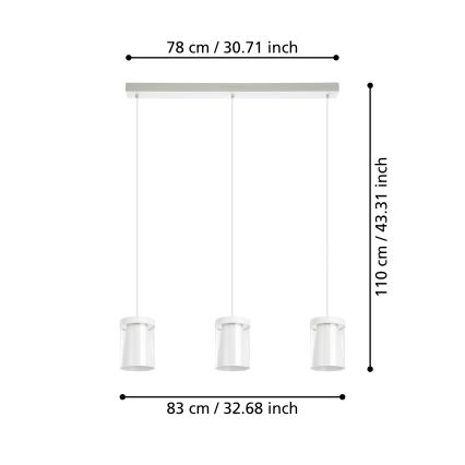 Eglo - LED RGBW Hämardatav lühter 3xLED/3,7W/230V 2700-6500K valge ZigBee