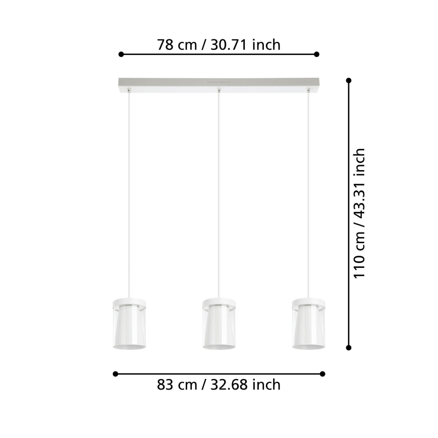 Eglo - LED RGBW Hämardatav lühter 3xLED/3,7W/230V 2700-6500K valge ZigBee