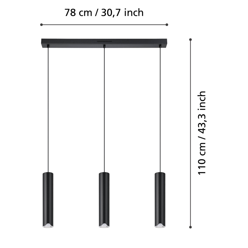 Eglo - LED RGBW Hämardatav lühter 3xLED/3,7W/230V 2700-6500K must
