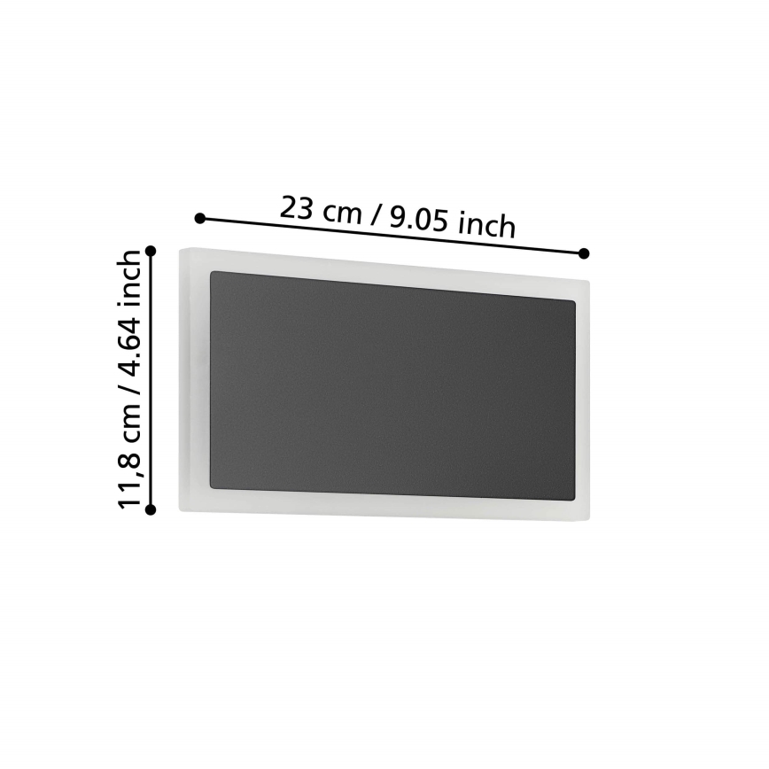 Eglo - LED Seinavalgusti LED/12W/230V 3000K 12x23 cm must