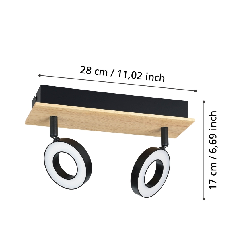 Eglo - LED suunatav laevalgusti 2xLED/4,2W/230V must/pruun