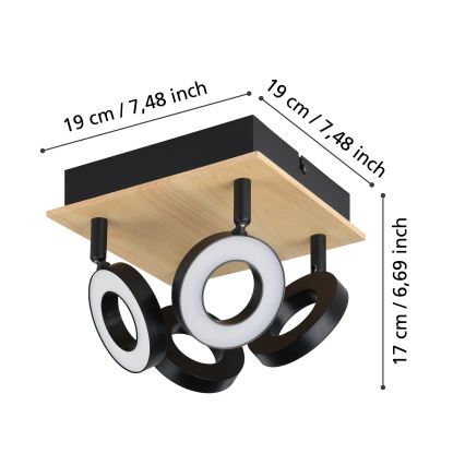 Eglo - LED-spottvalgusti 4xLED/4,2W/230V must/pruun