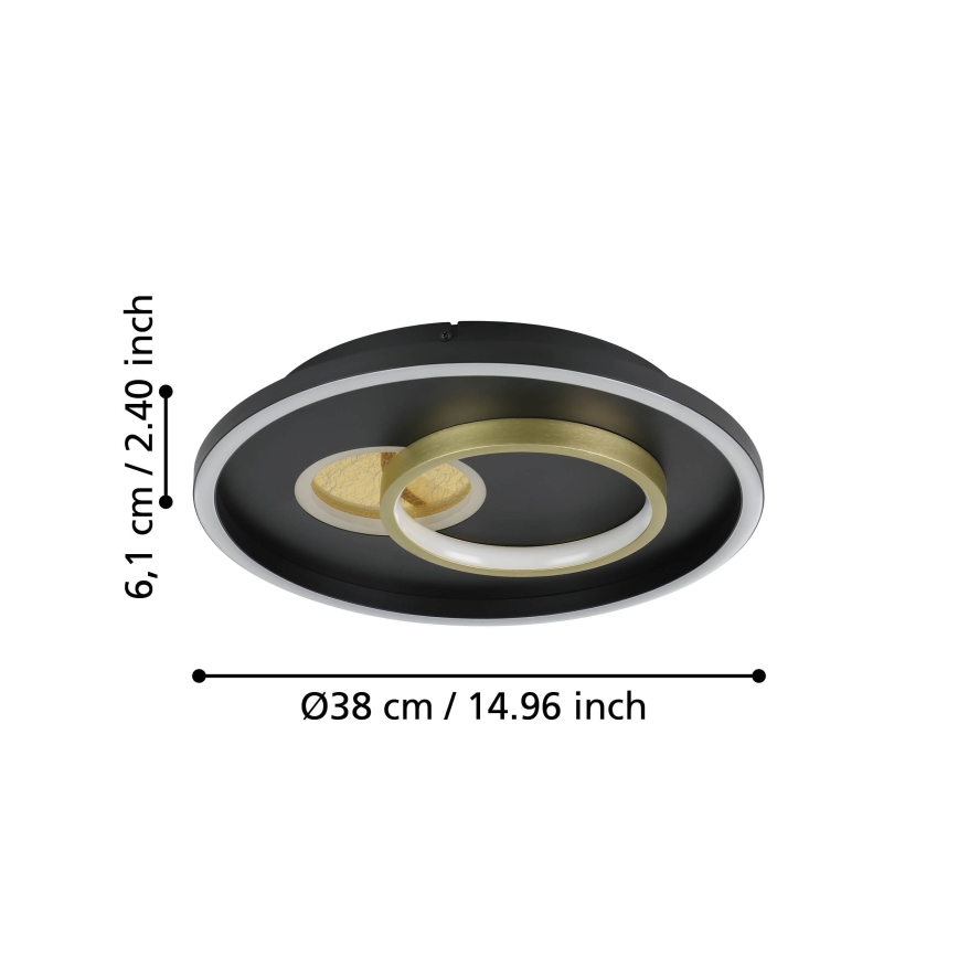 Eglo - LED Laevalgusti 1xLED/14W/230V + 1xLED/8,5W d. 38 cm must/kuldne