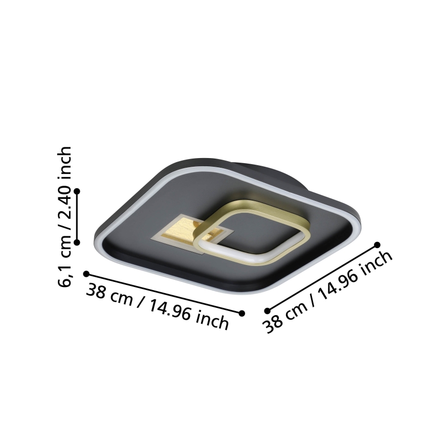 Eglo - LED Laevalgusti 1xLED/16,2W/230V + 1xLED/9,2W 38x38 cm must/kuldne