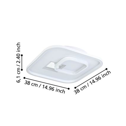 Eglo - LED Laevalgusti 1xLED/16,2W/230V + 1xLED/9,2W 38x38 cm valge
