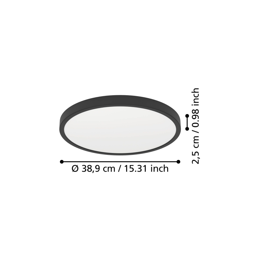 Eglo - LED laelamp LED/17W/230V 2700/4000/6500K läbimõõt 38,9 cm must