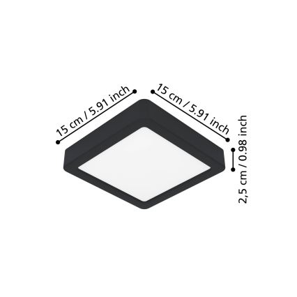 Eglo - LED-laelamp LED/7W/230V 2700/4000/6500K 15x15cm must