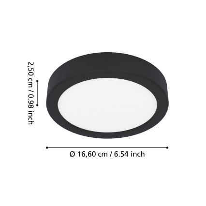 Eglo - LED-vannitoa laelamp LED/7,5W/230V 2700/4000/6500K läbimõõt 16,6 cm IP44 must