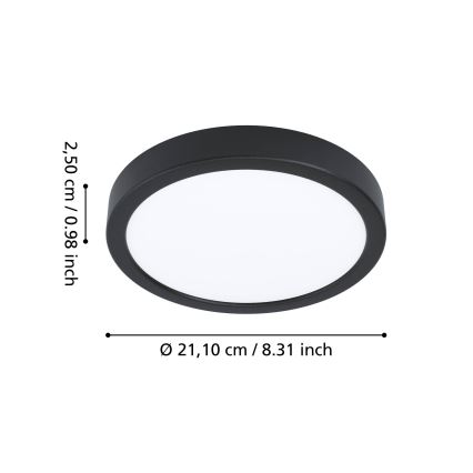 Eglo - LED vannitoa laevalgusti LED/11,5W/230V 2700/4000/6500K läbimõõt 21,1 cm IP44 must