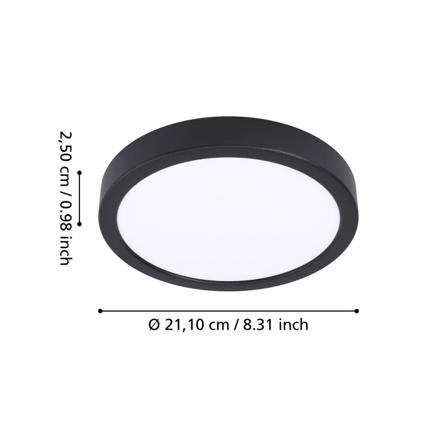 Eglo - LED vannitoa laevalgusti LED/11,5W/230V 2700/4000/6500K läbimõõt 21,1 cm IP44 must