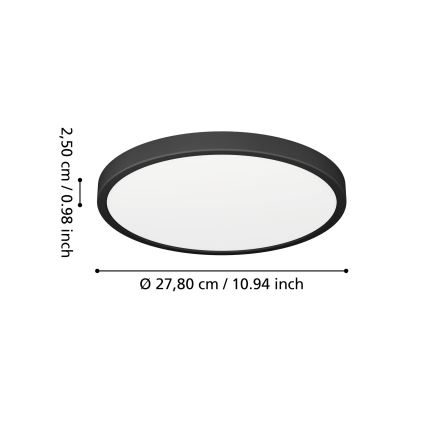 Eglo - LED vannitoa laelamp LED/14,2W/230V 2700/4000/6500K Ø 27,8 cm IP44 must