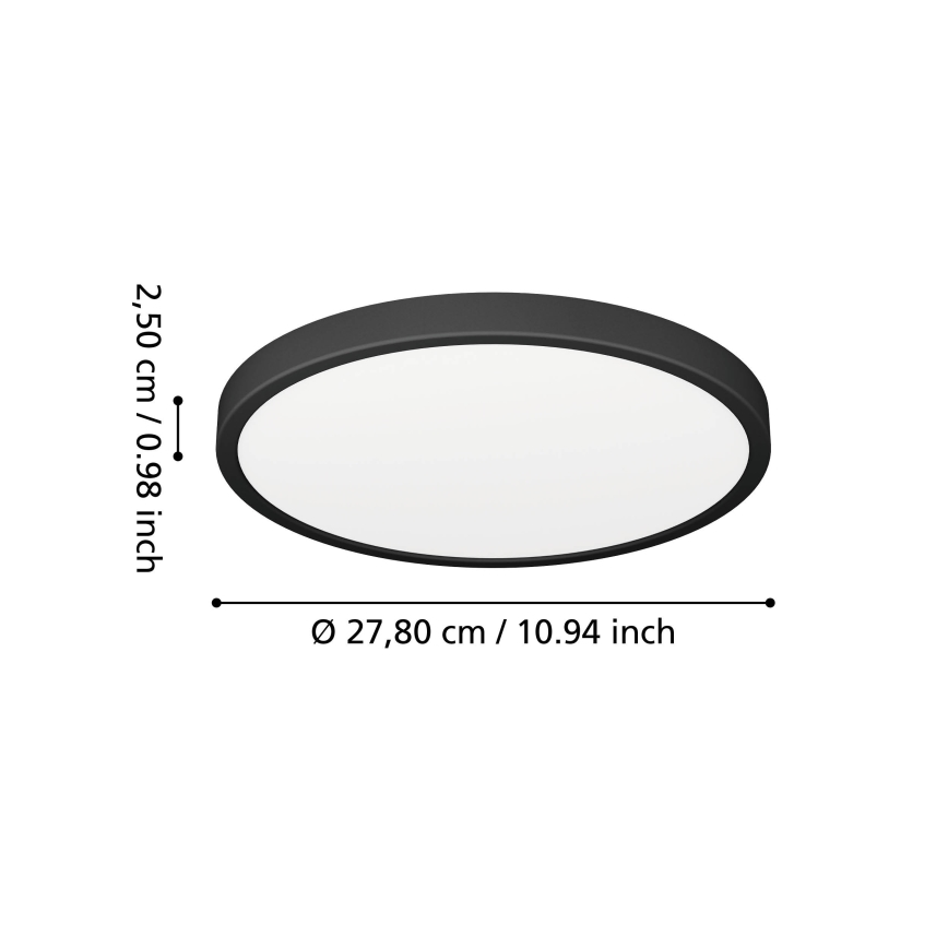 Eglo - LED vannitoa laelamp LED/14,2W/230V 2700/4000/6500K Ø 27,8 cm IP44 must