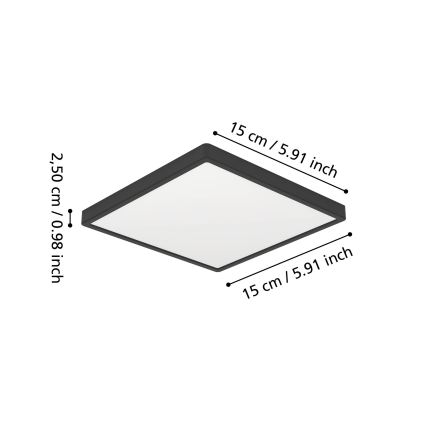 Eglo - LED-vannitoa laelamp LED/7W/230V 15x15 cm IP44 must