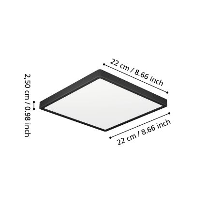 Eglo - LED vannitoa laevalgusti LED/10,5W/230V 2700/4000/6500K 22x22 cm IP44 must