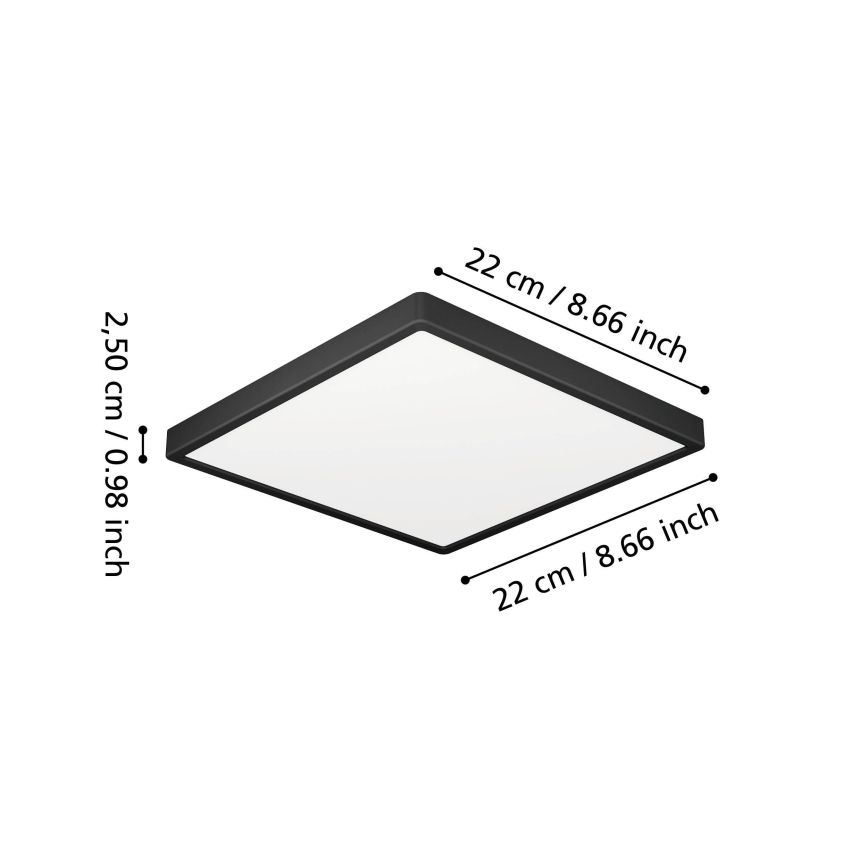 Eglo - LED vannitoa laevalgusti LED/10,5W/230V 2700/4000/6500K 22x22 cm IP44 must