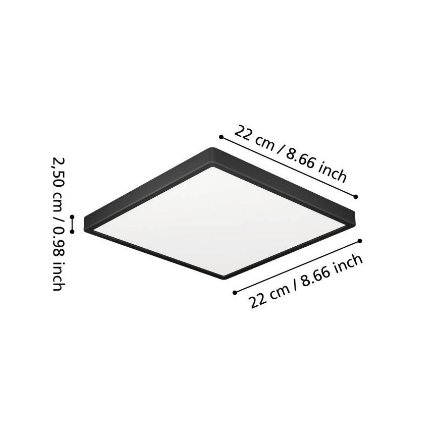 Eglo - LED-vannitoa laevalgusti LED/10,5W/230V 22x22 cm IP44 must