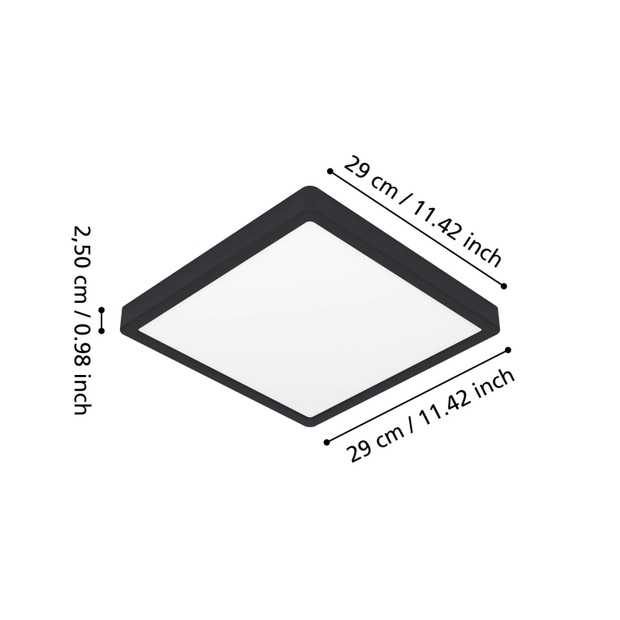 Eglo - LED vannitoa laelamp LED/13W/230V 29x29 cm IP44 must