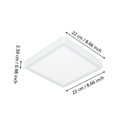 Eglo - LED vannitoa laelamp LED/10,5W/230V 2700/4000/6500K 22x22 cm IP44 valge