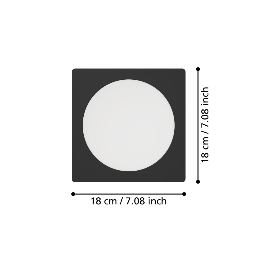 Eglo - LED süvistatav laevalgusti LED/10,5W/230V 2700/4000/6500K 16,6x16,6 cm must
