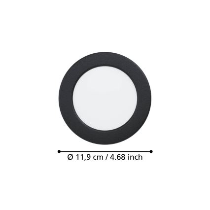 Eglo - vannitoa süvistatav LED-valgusti LED/6,3W/230V 2700/4000/6500K läbimõõt 11,9 cm IP44 must