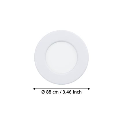 Eglo - LED vannitoa süvistatav laevalgusti LED/3,7W/230V 2700/4000/6500K läbimõõt 8,8 cm IP44 valge