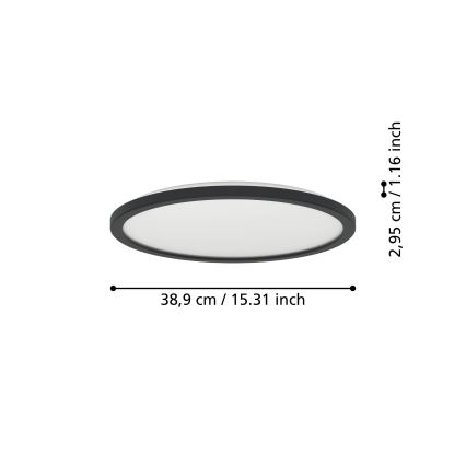 Eglo - LED Laevalgusti vannituppa LED/18,5W/230V 2700K/4000K/6500K d. 38,9 cm IP44 must