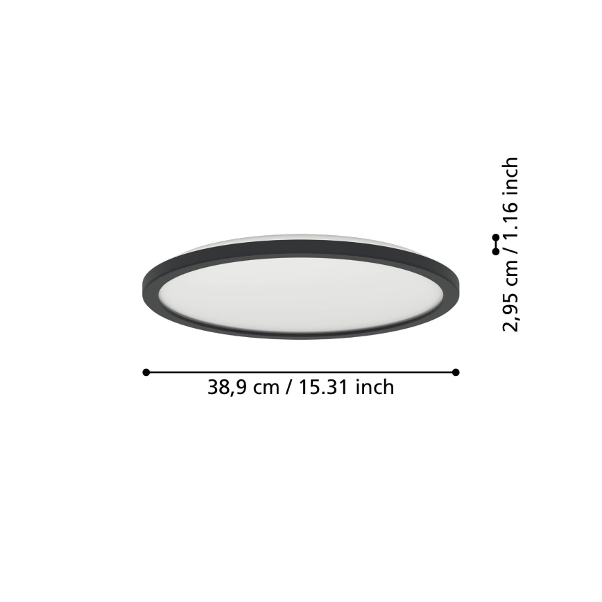 Eglo - LED Laevalgusti vannituppa LED/18,5W/230V 2700K/4000K/6500K d. 38,9 cm IP44 must