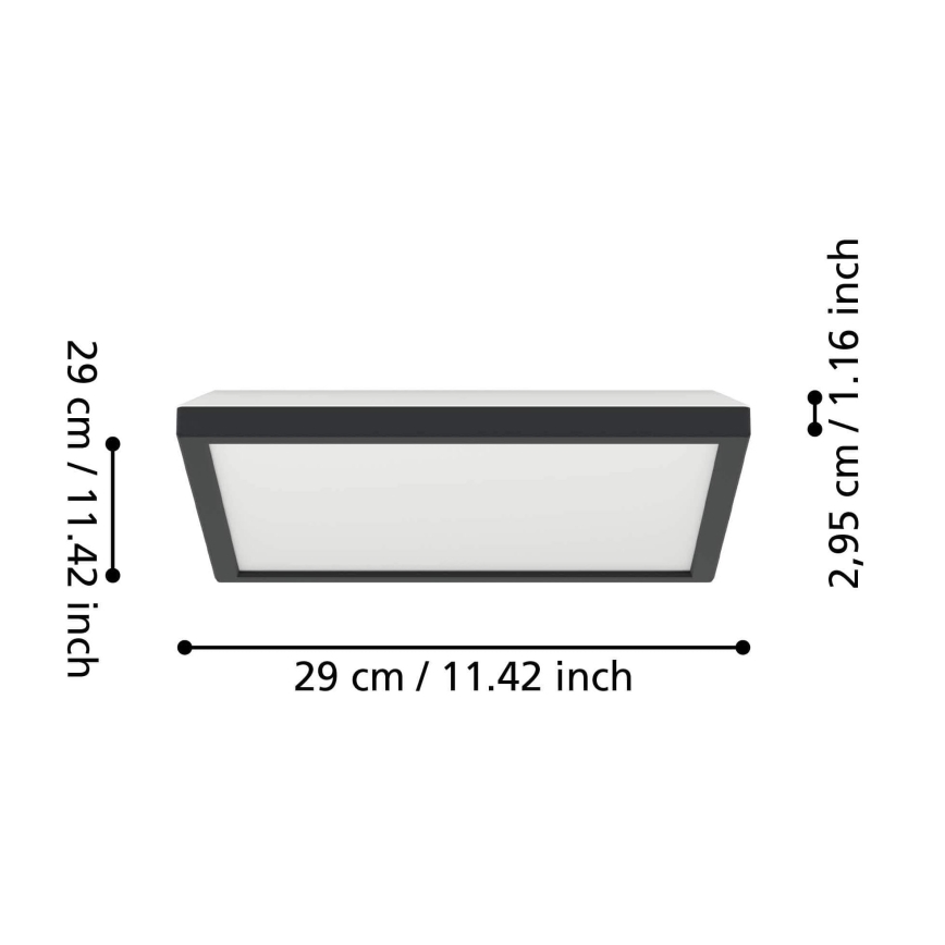 Eglo - LED Laevalgusti vannituppa LED/13,4W/230V 2700/4000/6500K 29x29 cm IP44 must
