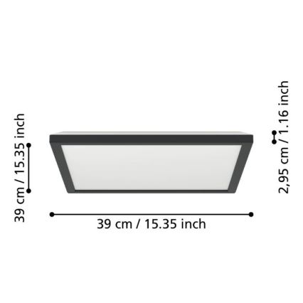 Eglo - LED Laevalgusti vannituppa LED/17,6W/230V 2700/4000/6500K 39x39 cm IP44 must