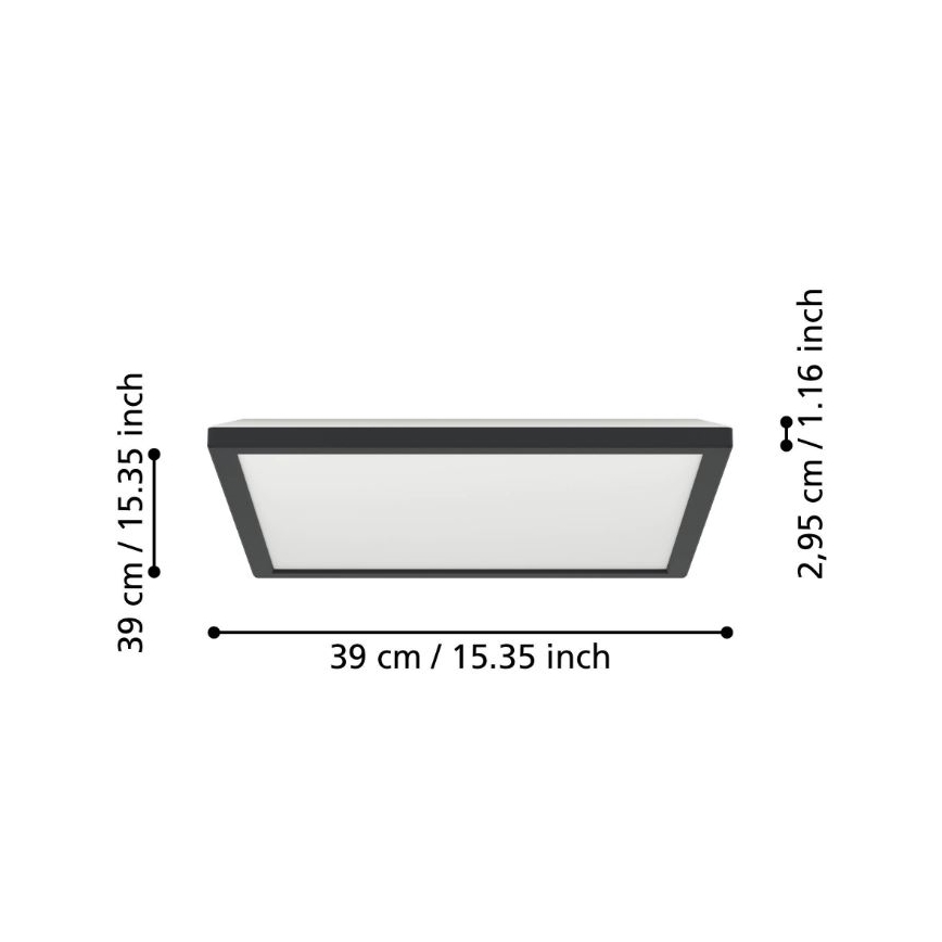 Eglo - LED Laevalgusti vannituppa LED/17,6W/230V 2700/4000/6500K 39x39 cm IP44 must