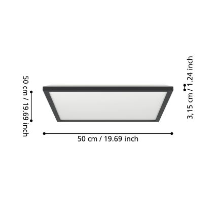 Eglo - LED Laevalgusti vannituppa LED/17W/230V 2700/4000/6500K 50x50 cm IP44 must