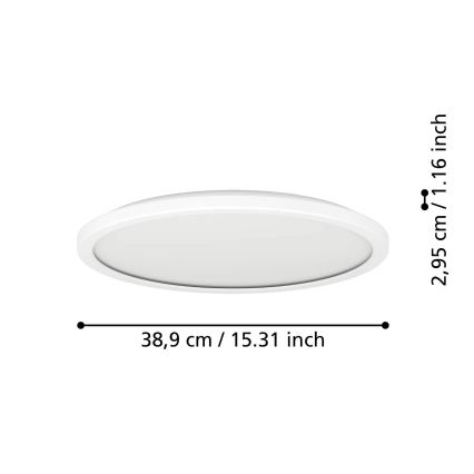 Eglo - LED Laevalgusti vannituppa LED/18,5W/230V 2700/4000/6500K d. 38,9 cm IP44 valge