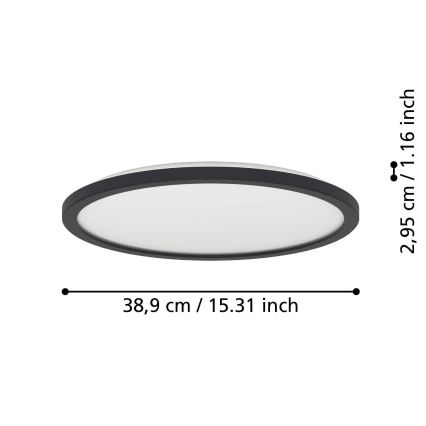 Eglo - LED Hämardatav laevalgusti vannituppa LED/18,5W/230V 2700-6500K d. 38,9 cm IP44 must + kaugjuhtimispult