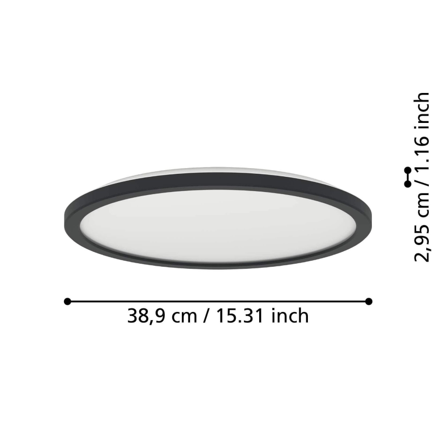 Eglo - LED Hämardatav laevalgusti vannituppa LED/18,5W/230V 2700-6500K d. 38,9 cm IP44 must + kaugjuhtimispult