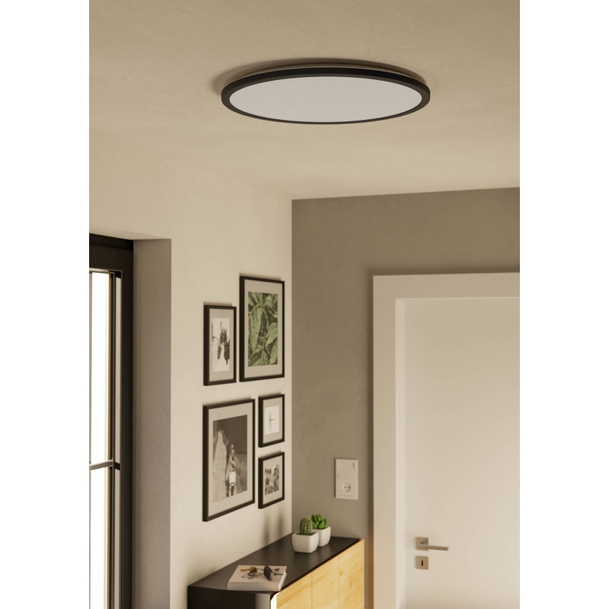 Eglo - LED Hämardatav laevalgusti vannituppa LED/16,8W/230V 2700-6500K d. 50 cm IP44 must + kaugjuhtimispult
