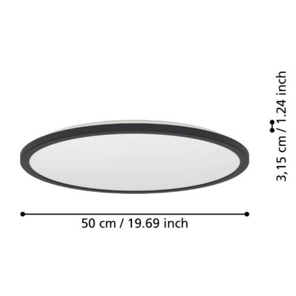 Eglo - LED Hämardatav laevalgusti vannituppa LED/16,8W/230V 2700-6500K d. 50 cm IP44 must + kaugjuhtimispult