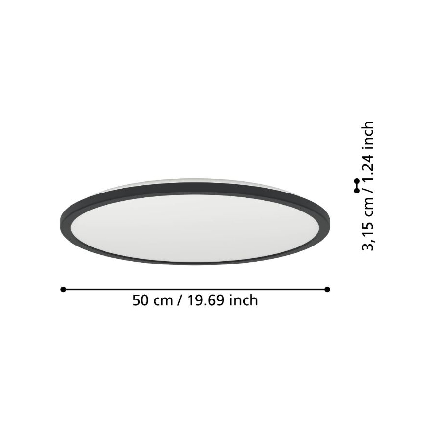 Eglo - LED Hämardatav laevalgusti vannituppa LED/16,8W/230V 2700-6500K d. 50 cm IP44 must + kaugjuhtimispult