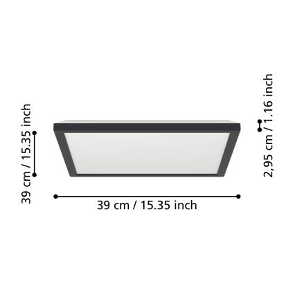 Eglo - LED Hämardatav laevalgusti vannituppa LED/17,6W/230V 2700-6500K 39x39 cm IP44 must + kaugjuhtimispult