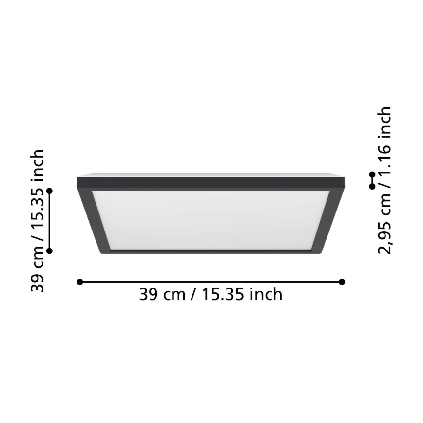 Eglo - LED Hämardatav laevalgusti vannituppa LED/17,6W/230V 2700-6500K 39x39 cm IP44 must + kaugjuhtimispult