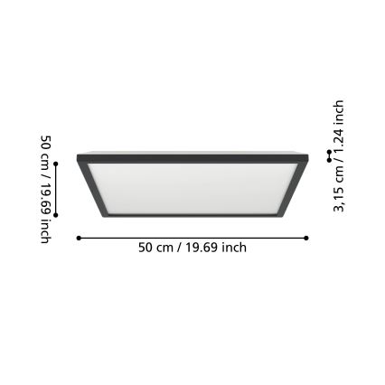 Eglo 901457 - LED Hämardatav laevalgusti vannituppa LED/17W/230V 2700-6500K 50x50 cm IP44 must + kaugjuhtimispult