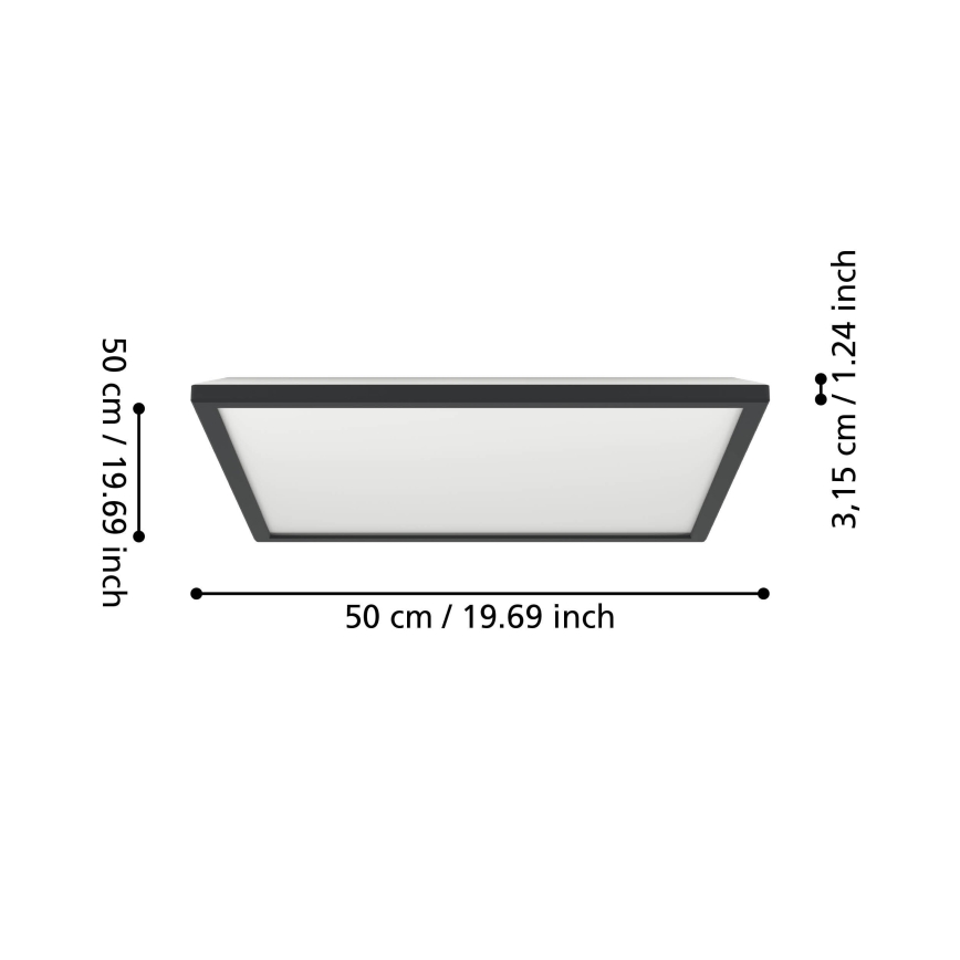 Eglo 901457 - LED Hämardatav laevalgusti vannituppa LED/17W/230V 2700-6500K 50x50 cm IP44 must + kaugjuhtimispult