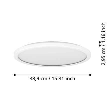 Eglo - LED Hämardatav laevalgusti vannituppa LED/18,5W/230V 2700-6500K d. 38,9 cm IP44 valge + kaugjuhtimispult