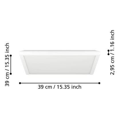 Eglo - LED Hämardatav laevalgusti vannituppa LED/17,6W/230V 2700-6500K 39x39 cm IP44 valge + kaugjuhtimispult