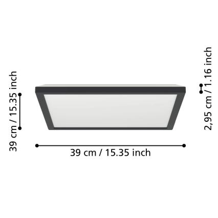 Eglo - LED RGBW Hämardatav laevalgusti vannituppa LED/17,6W/230V 2700-6500K 39x39 cm IP44 must ZigBee